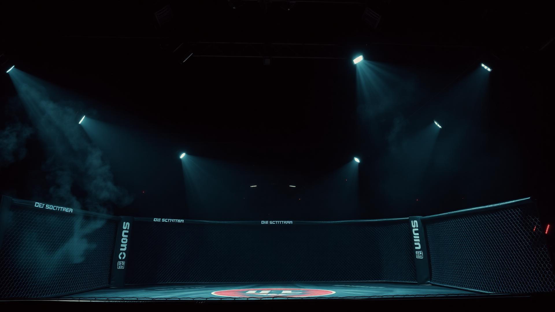 Hala z klatką MMA przed galą